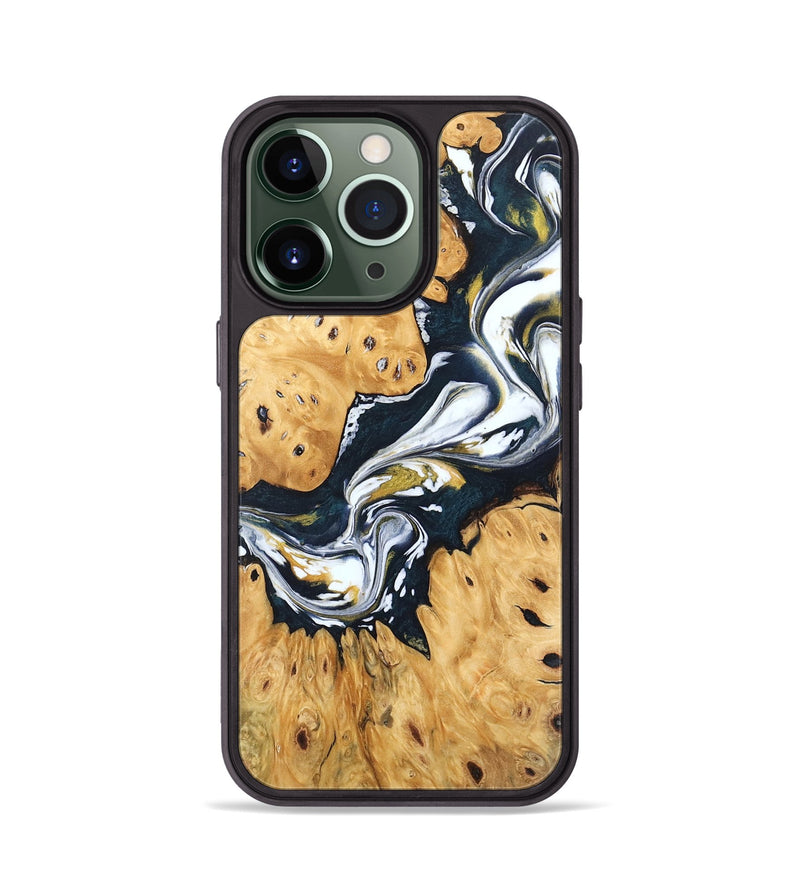 iPhone 13 Pro Wood Phone Case - Icie (Teal & Gold, 746108)