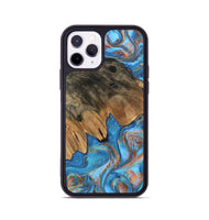 iPhone 11 Pro Wood Phone Case - Daisy (Teal & Gold, 746109)