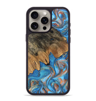 iPhone 15 Pro Max Wood Phone Case - Daisy (Teal & Gold, 746109)