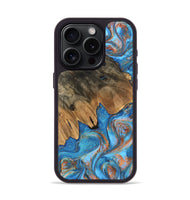 iPhone 15 Pro Wood Phone Case - Daisy (Teal & Gold, 746109)