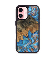 iPhone 16 Wood Phone Case - Daisy (Teal & Gold, 746109)