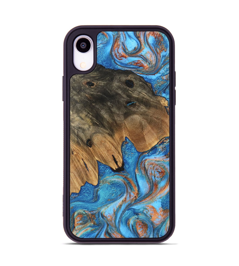 iPhone Xr Wood Phone Case - Daisy (Teal & Gold, 746109)