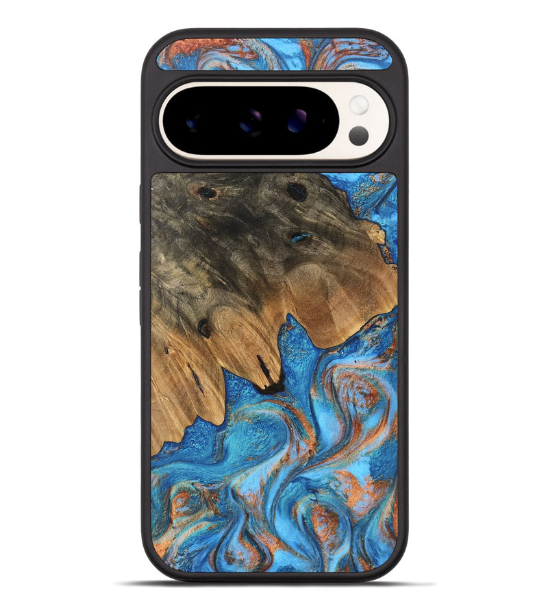 Pixel 9 Pro XL Wood Phone Case - Daisy (Teal & Gold, 746109)