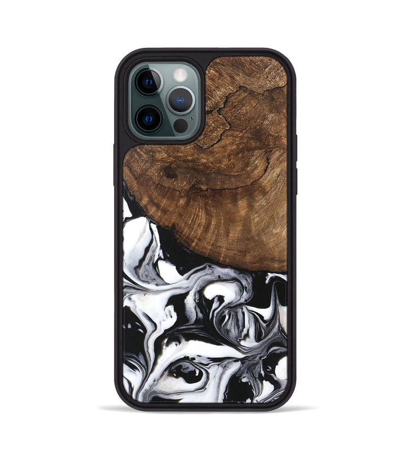 iPhone 12 Pro Wood Phone Case - Jeri (Black & White, 746111)