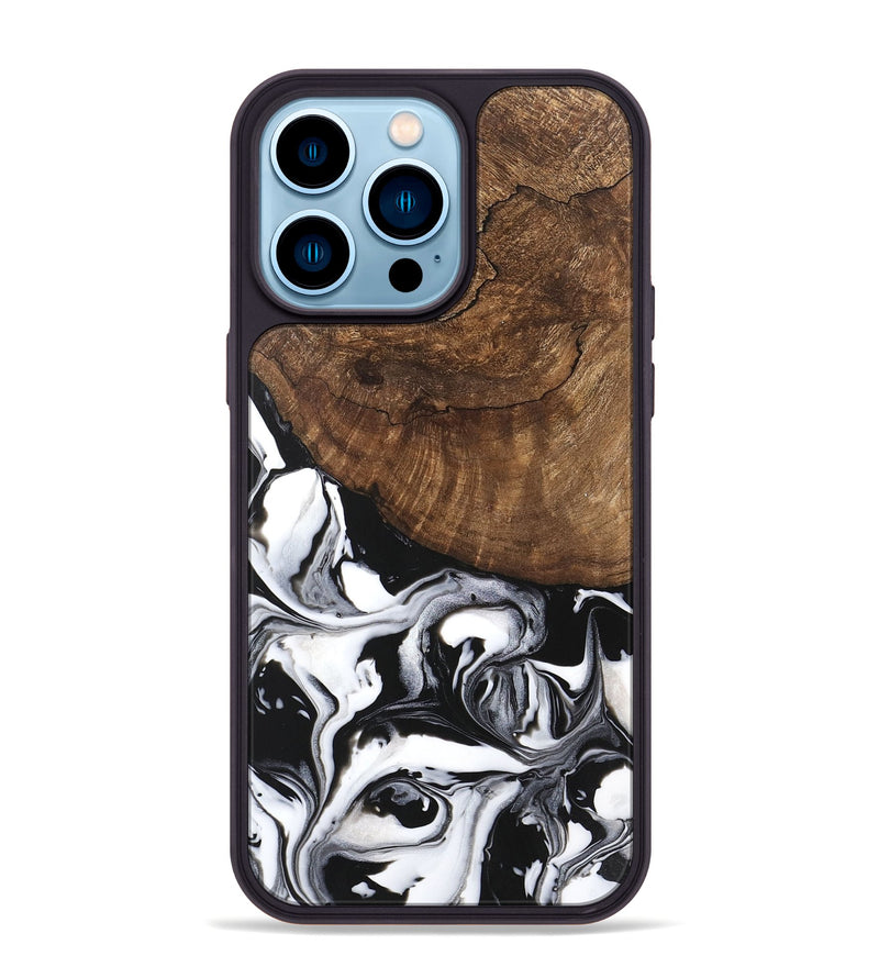 iPhone 14 Pro Max Wood Phone Case - Jeri (Black & White, 746111)