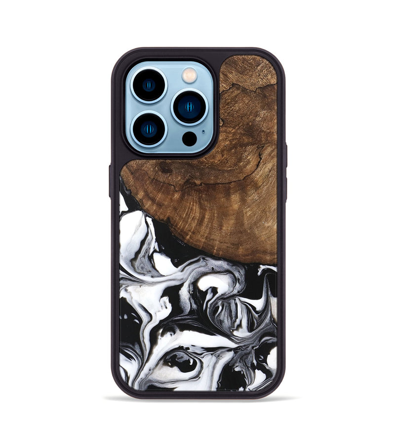 iPhone 14 Pro Wood Phone Case - Jeri (Black & White, 746111)