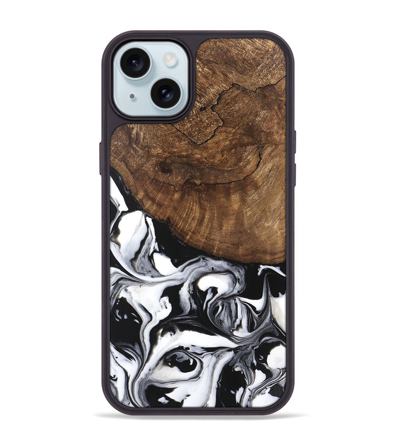 iPhone 15 Plus Wood Phone Case - Jeri (Black & White, 746111)