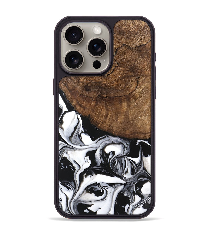 iPhone 15 Pro Max Wood Phone Case - Jeri (Black & White, 746111)