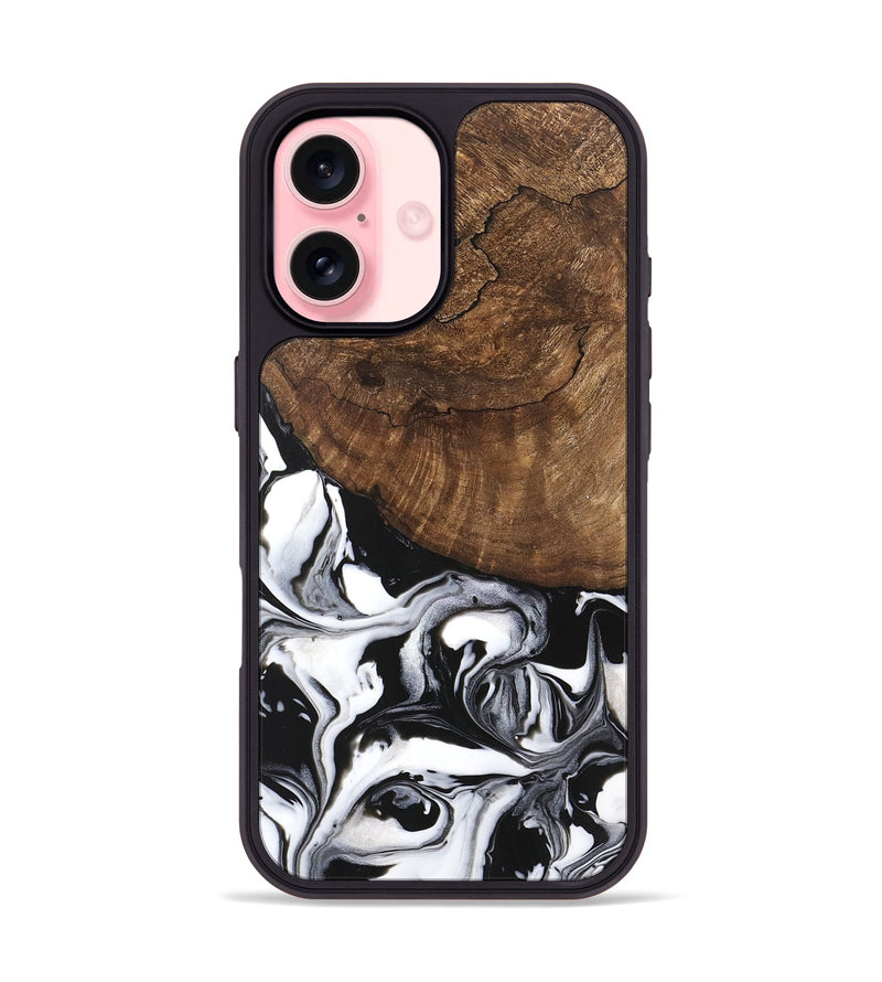 iPhone 16 Wood Phone Case - Jeri (Black & White, 746111)