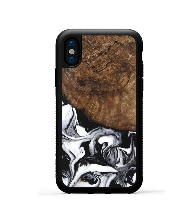 iPhone Xs Wood Phone Case - Jeri (Black & White, 746111)