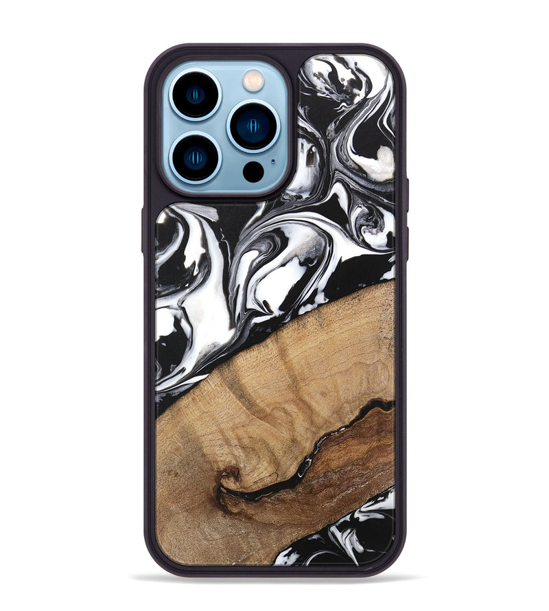 iPhone 14 Pro Max Wood Phone Case - Wesley (Black & White, 746112)