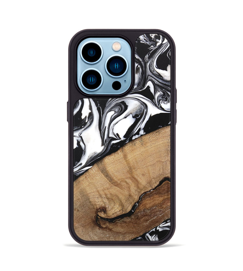 iPhone 14 Pro Wood Phone Case - Wesley (Black & White, 746112)