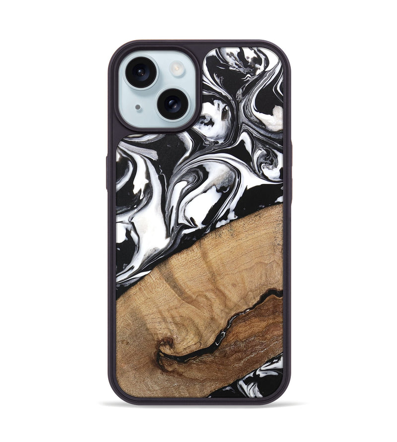 iPhone 15 Wood Phone Case - Wesley (Black & White, 746112)