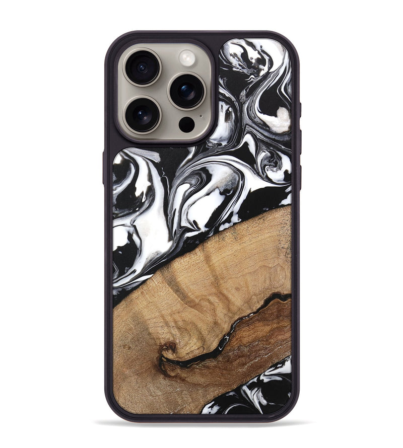 iPhone 15 Pro Max Wood Phone Case - Wesley (Black & White, 746112)