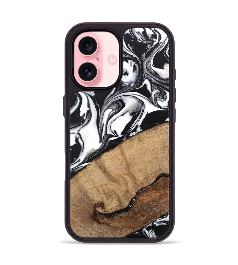 iPhone 16 Wood Phone Case - Wesley (Black & White, 746112)