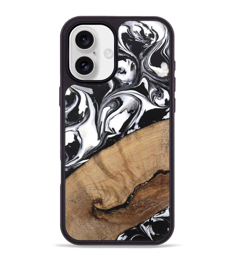 iPhone 16 Plus Wood Phone Case - Wesley (Black & White, 746112)