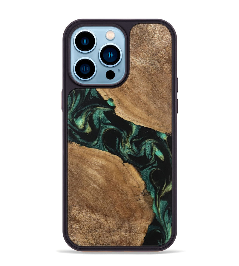 iPhone 14 Pro Max Wood Phone Case - Delbert (Green, 746116)