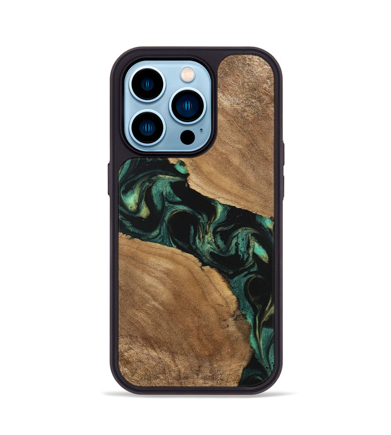 iPhone 14 Pro Wood Phone Case - Delbert (Green, 746116)