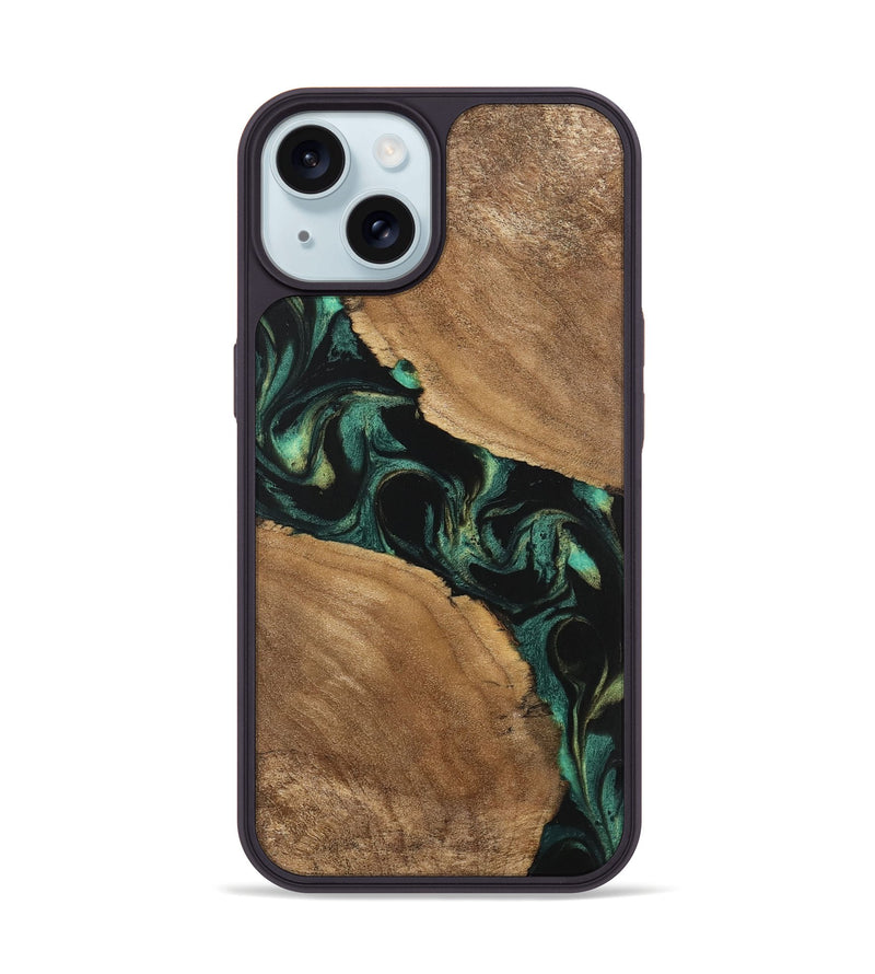 iPhone 15 Wood Phone Case - Delbert (Green, 746116)