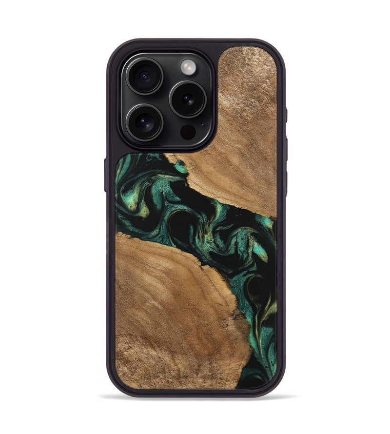 iPhone 15 Pro Wood Phone Case - Delbert (Green, 746116)