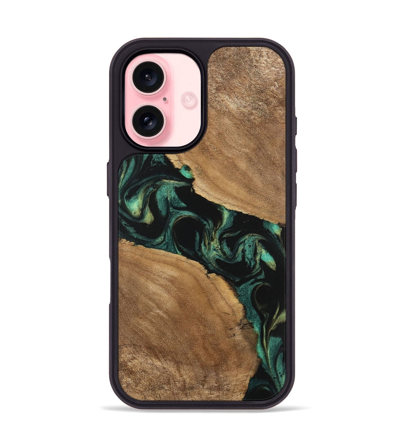 iPhone 16 Wood Phone Case - Delbert (Green, 746116)