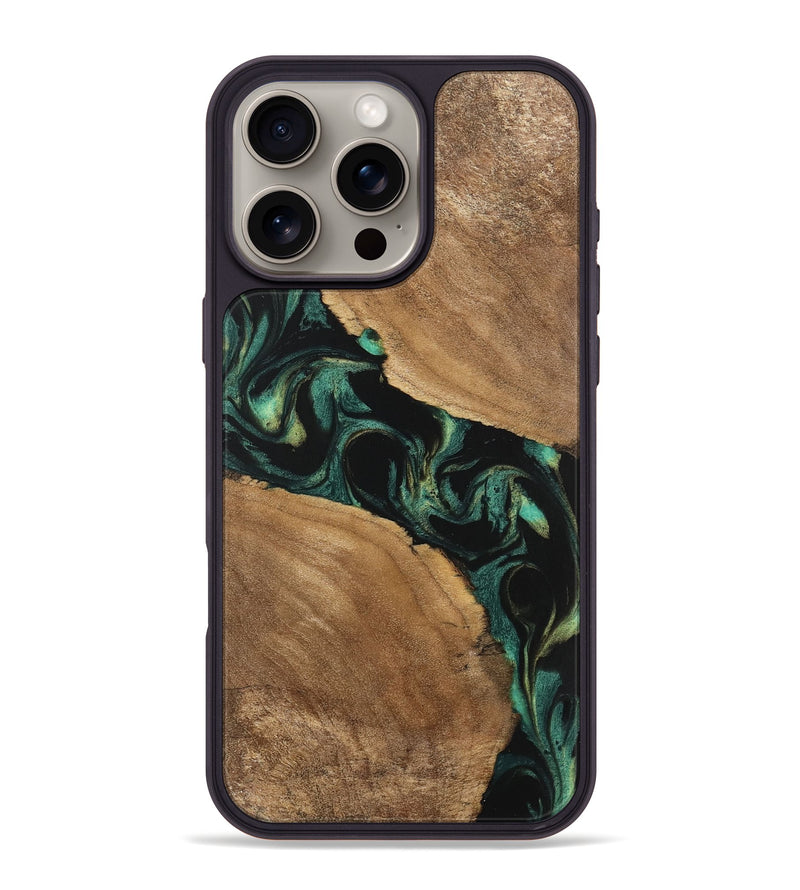 iPhone 16 Pro Max Wood Phone Case - Delbert (Green, 746116)