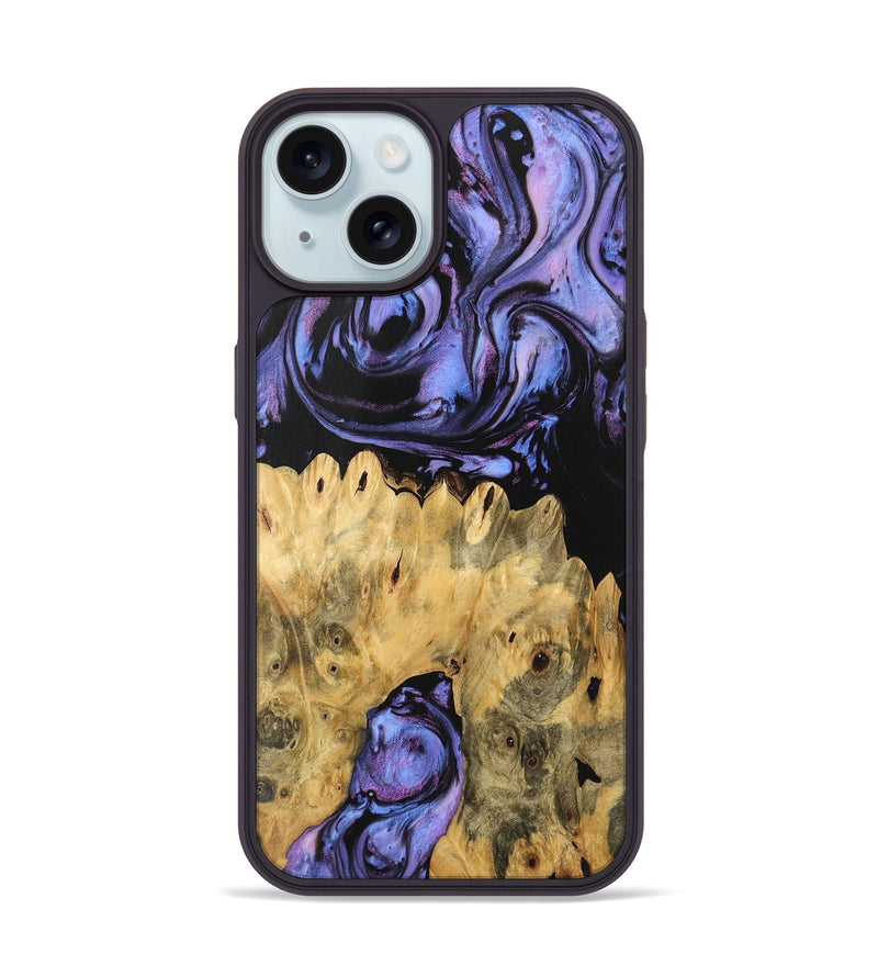 iPhone 15 Wood Phone Case - Kanisha (Purple, 746119)