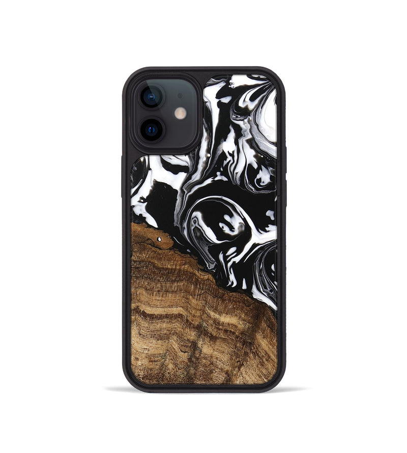 iPhone 12 mini Wood Phone Case - Laney (Black & White, 746132)