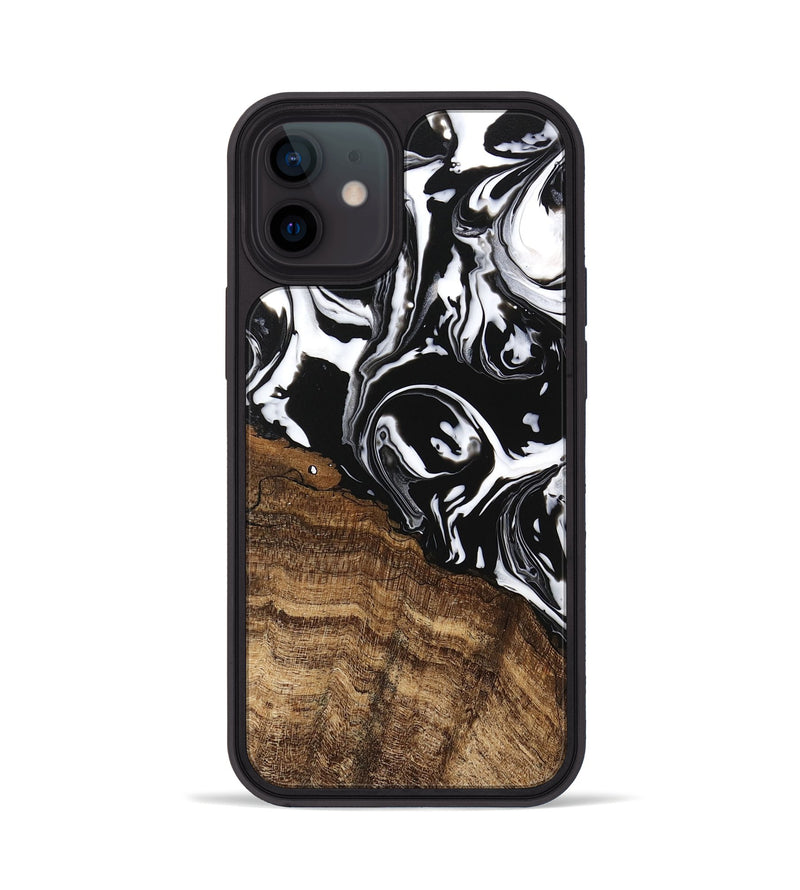 iPhone 12 Wood Phone Case - Laney (Black & White, 746132)