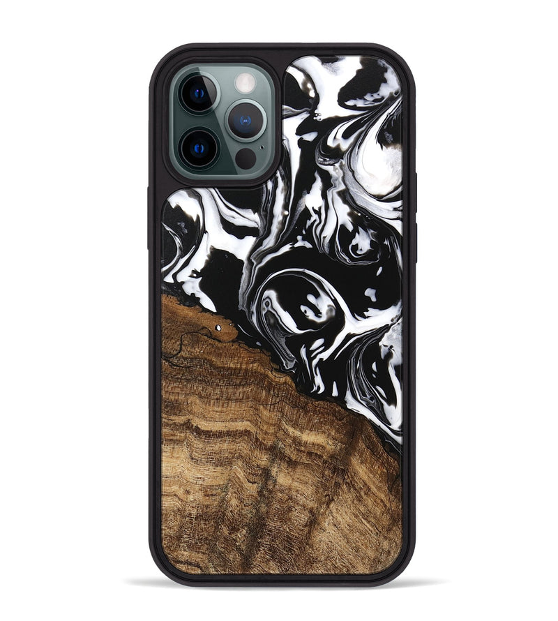 iPhone 12 Pro Max Wood Phone Case - Laney (Black & White, 746132)