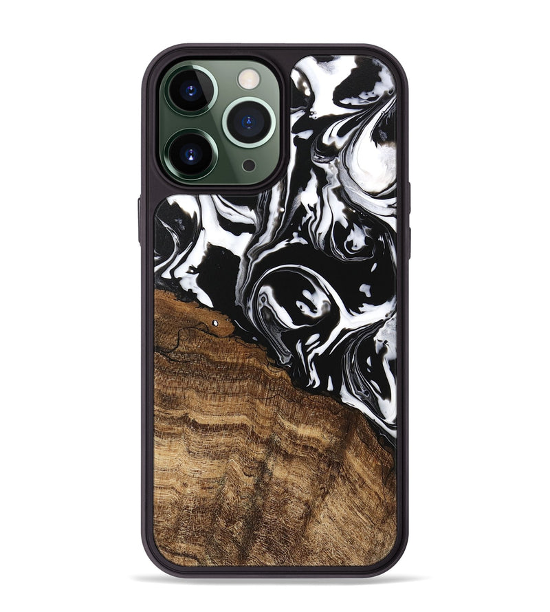 iPhone 13 Pro Max Wood Phone Case - Laney (Black & White, 746132)