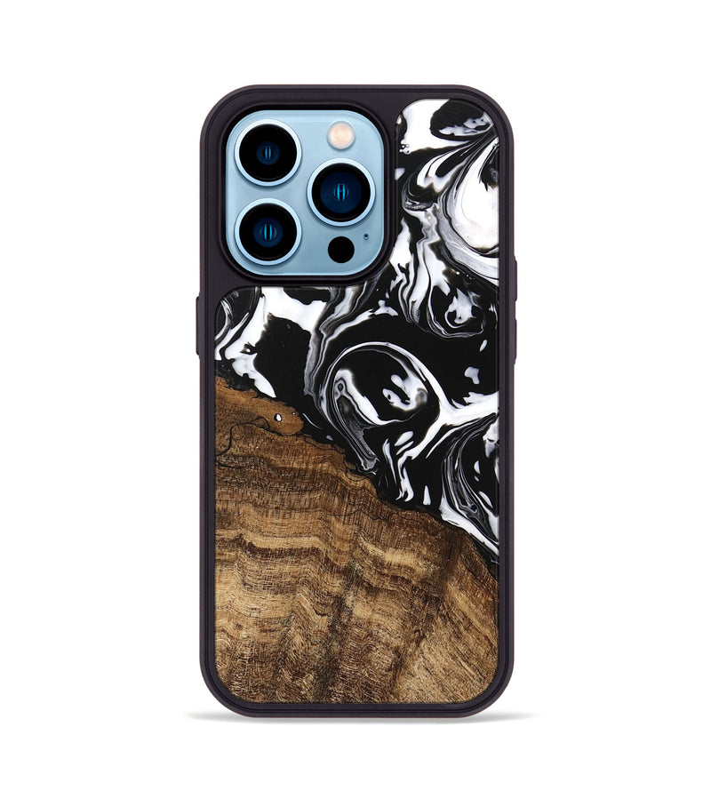 iPhone 14 Pro Wood Phone Case - Laney (Black & White, 746132)