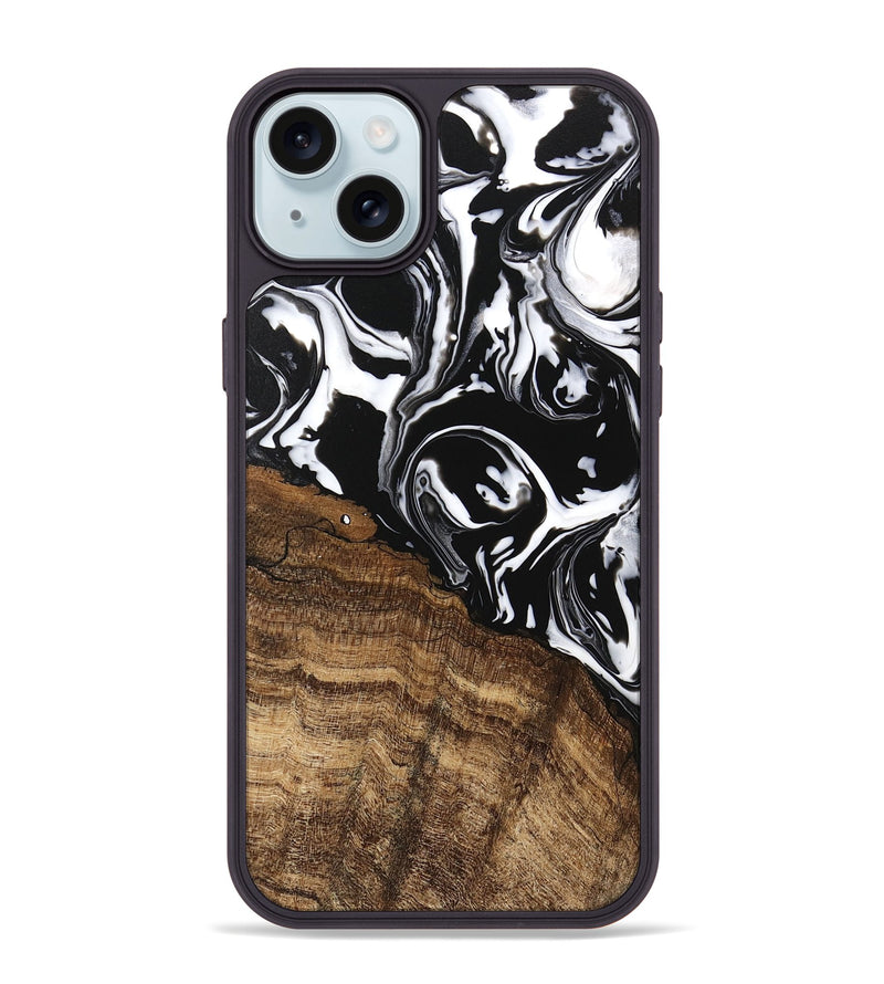 iPhone 15 Plus Wood Phone Case - Laney (Black & White, 746132)