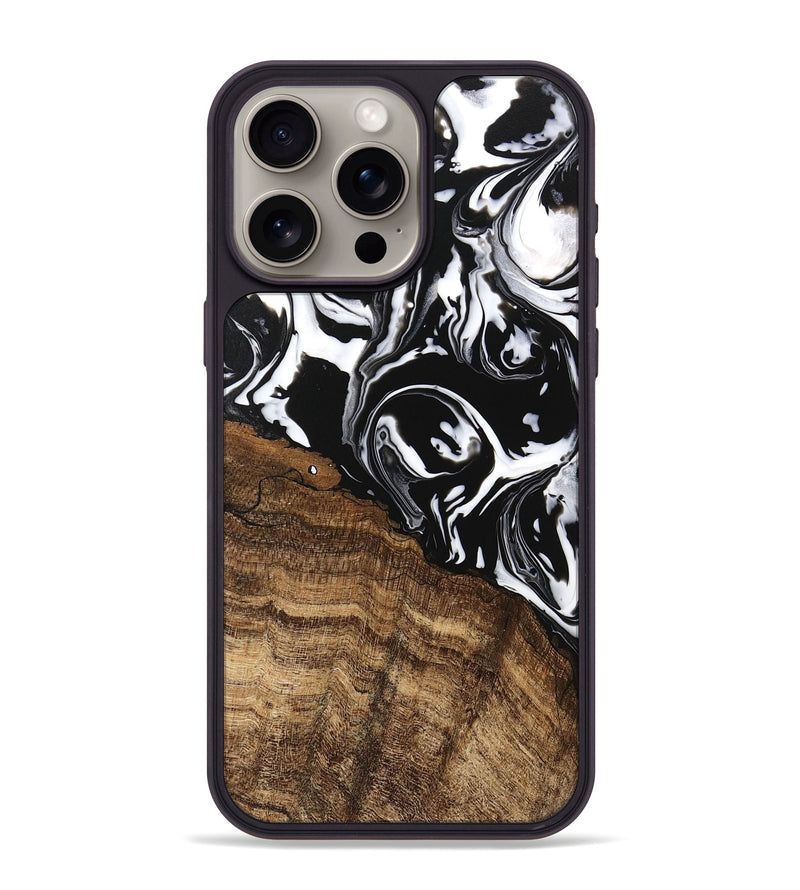 iPhone 15 Pro Max Wood Phone Case - Laney (Black & White, 746132)