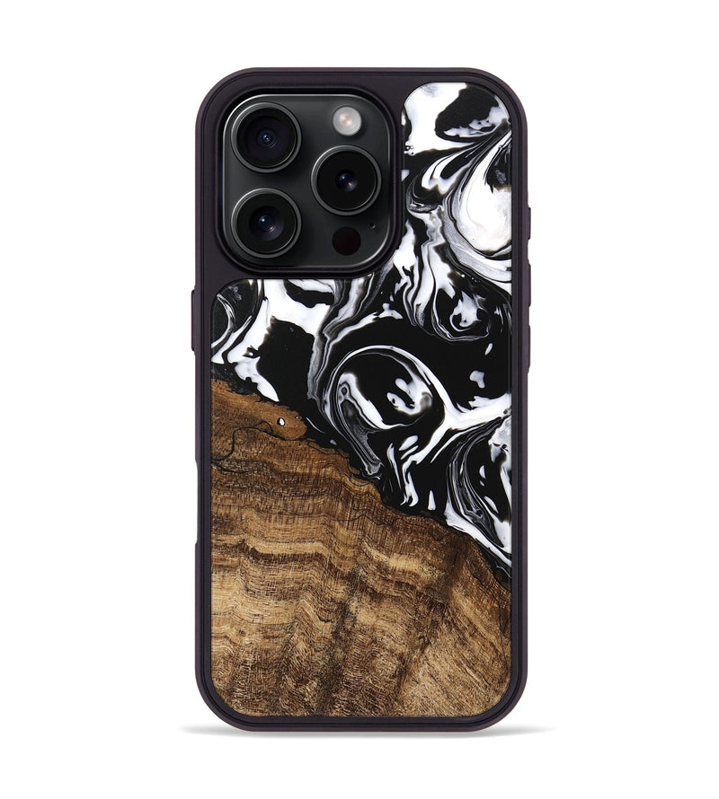 iPhone 16 Pro Wood Phone Case - Laney (Black & White, 746132)