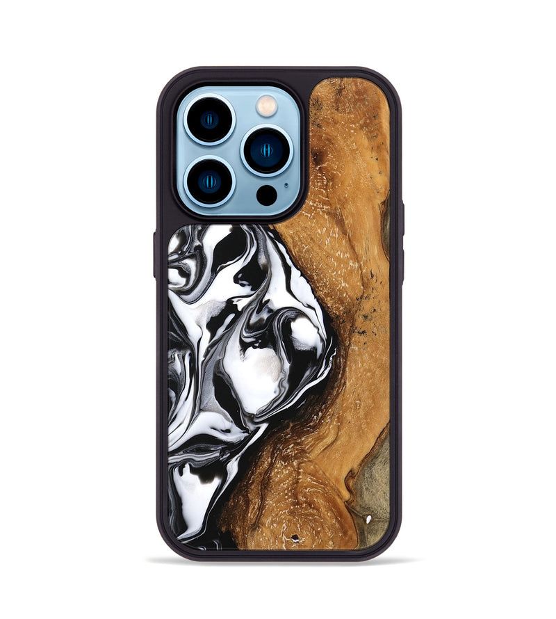 iPhone 14 Pro Wood Phone Case - Shanika (Black & White, 746133)