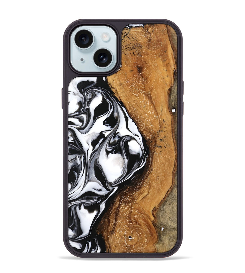 iPhone 15 Plus Wood Phone Case - Shanika (Black & White, 746133)