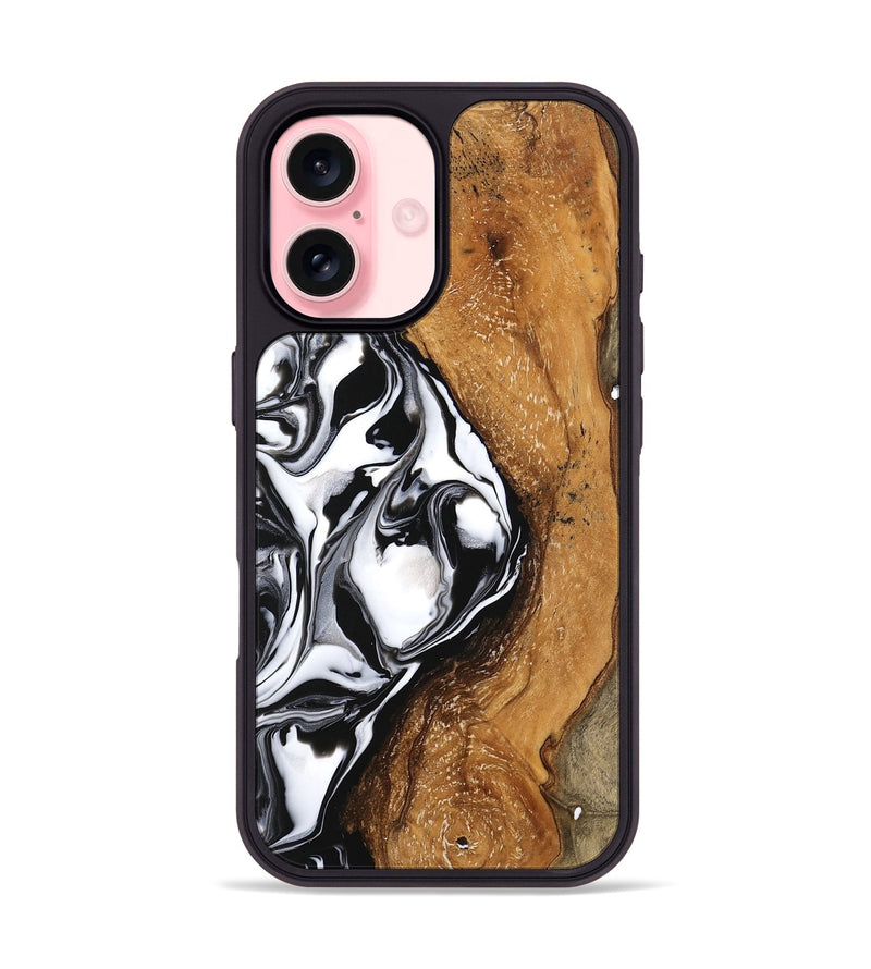 iPhone 16 Wood Phone Case - Shanika (Black & White, 746133)