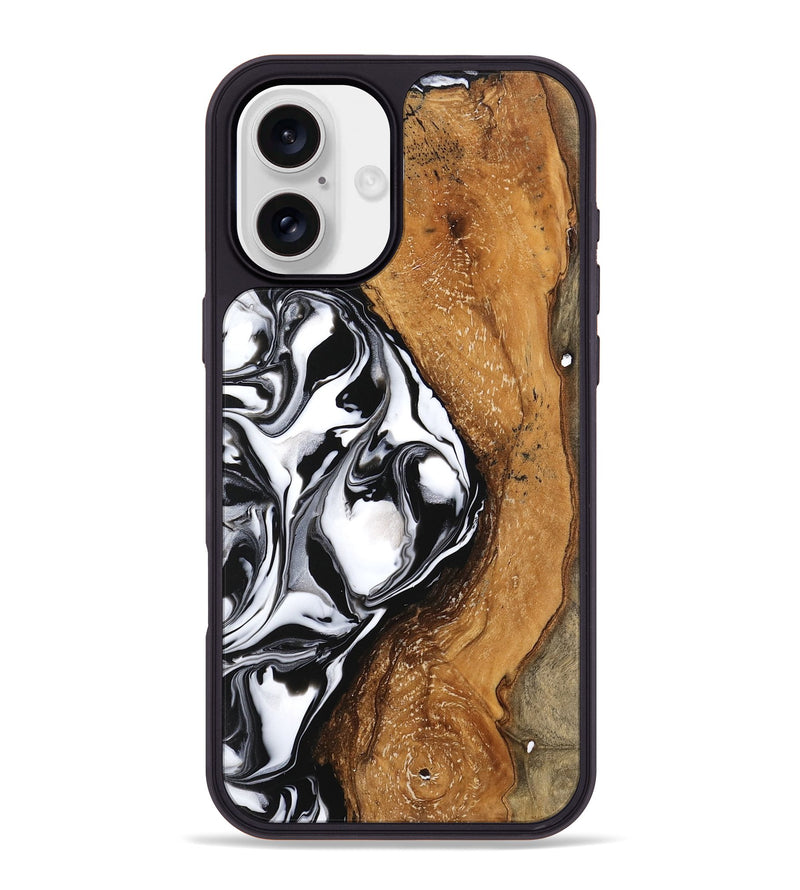 iPhone 16 Plus Wood Phone Case - Shanika (Black & White, 746133)