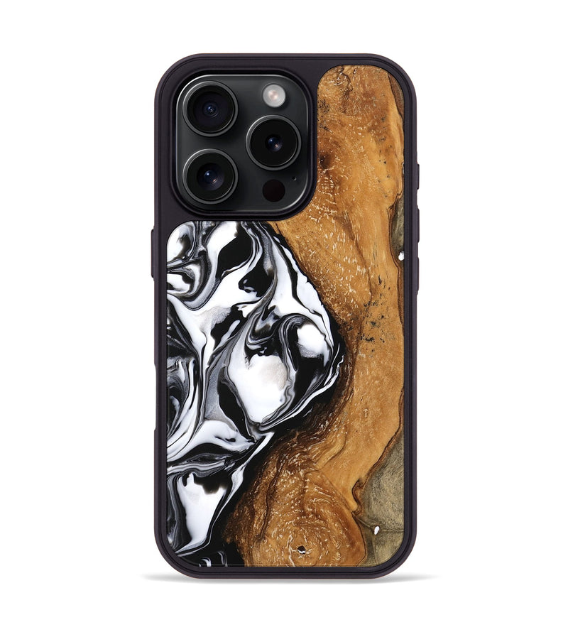 iPhone 16 Pro Wood Phone Case - Shanika (Black & White, 746133)