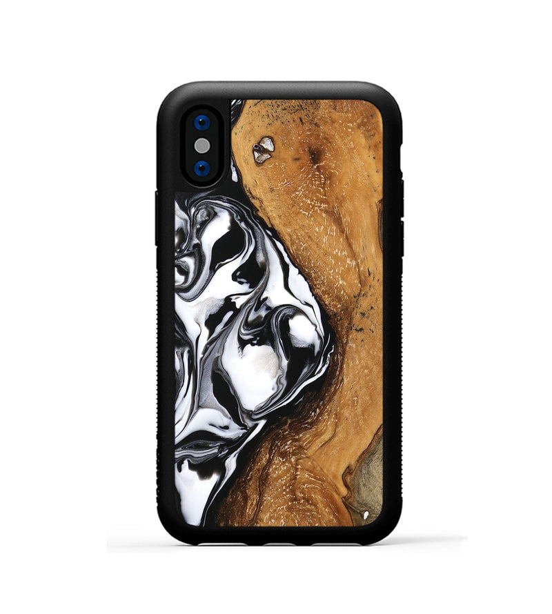 iPhone Xs Wood Phone Case - Shanika (Black & White, 746133)