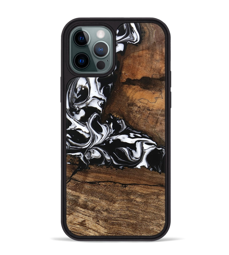 iPhone 12 Pro Max Wood Phone Case - Messiah (Black & White, 746137)