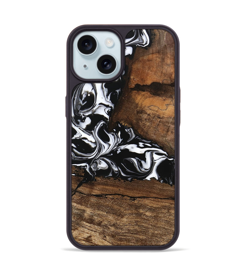 iPhone 15 Wood Phone Case - Messiah (Black & White, 746137)