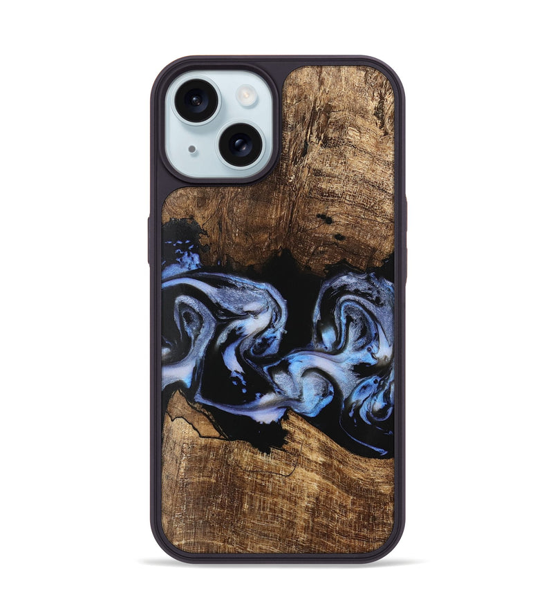 iPhone 15 Wood Phone Case - Moesha (Blue, 746144)