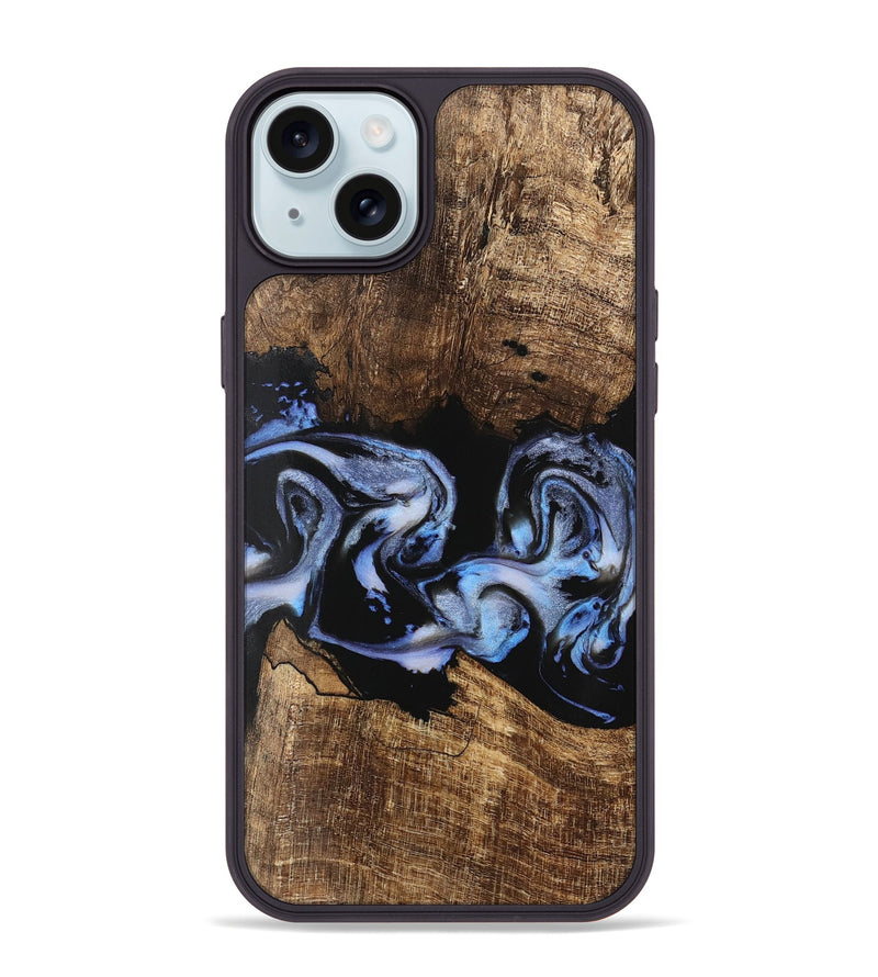 iPhone 15 Plus Wood Phone Case - Moesha (Blue, 746144)