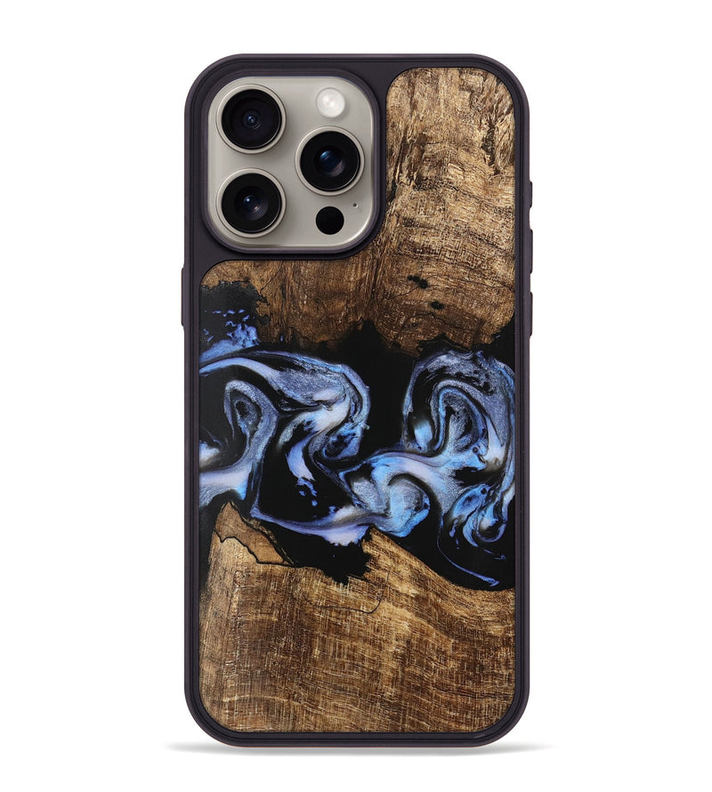 iPhone 15 Pro Max Wood Phone Case - Moesha (Blue, 746144)