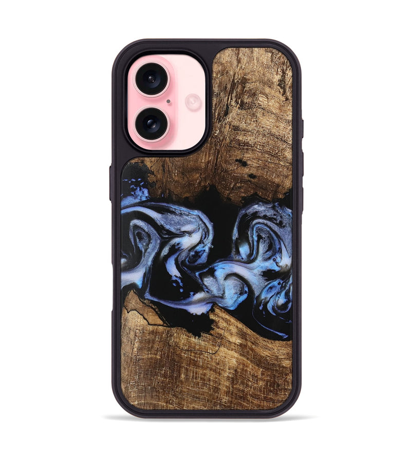 iPhone 16 Wood Phone Case - Moesha (Blue, 746144)