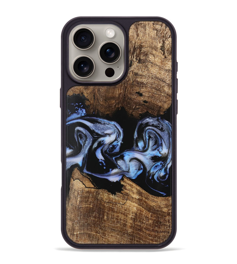 iPhone 16 Pro Max Wood Phone Case - Moesha (Blue, 746144)