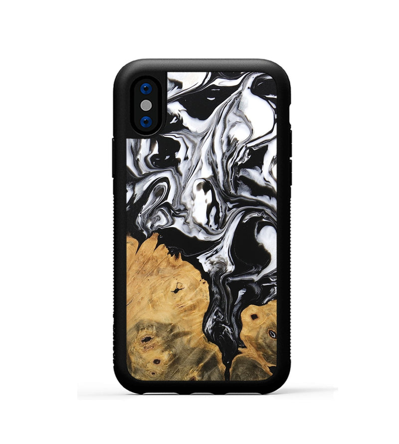 iPhone Xs Wood Phone Case - Amora (Black & White, 746149)