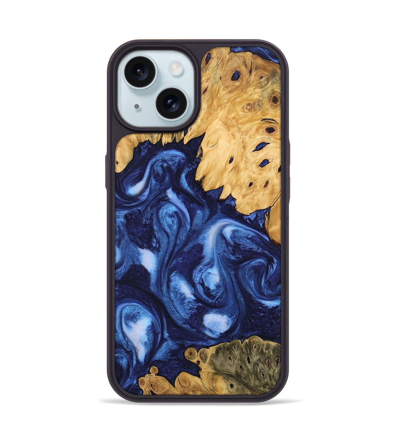 iPhone 15 Wood Phone Case - Deshawn (Blue, 746155)